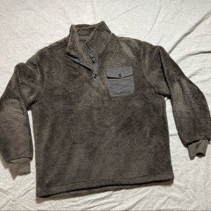 Grey Fuzzy Button Down Pullover